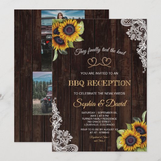 Kant touw we hebben de knoop vastgemaakt zonnebloe kaart (Voorkant / Achterkant)