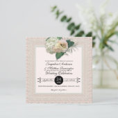  Kant Typografie Franse Bloemen Pioen Kaart (Staand voorkant)