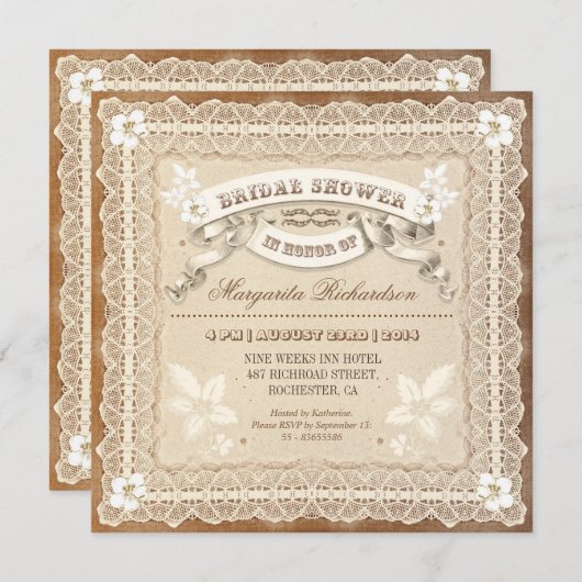  kant typografische bruids douche uitnodigingen (Voorkant / Achterkant)