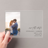 Kant V Foto Modern Opslaan Datum Acryl Uitnodigingen (Insitu (Draagbaar))