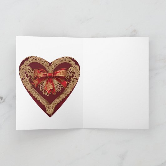 Kant Valentijnsdag Hartkaart van Vintage Kaart (Binnen)