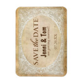 Kant Vintage Bruiloft Save the Date Magneet (Verticaal)
