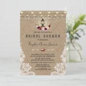 Kant Vintage Jute Snoerlampen Bruiloft Kaart (Staand voorkant)