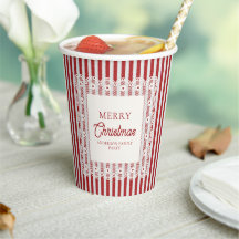 Kant Vintage Retro Rode Strepen Kerstfeest