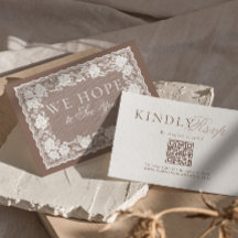 Kant Vintage Taupe Oude Geld Huwelijk QR Code RSVP