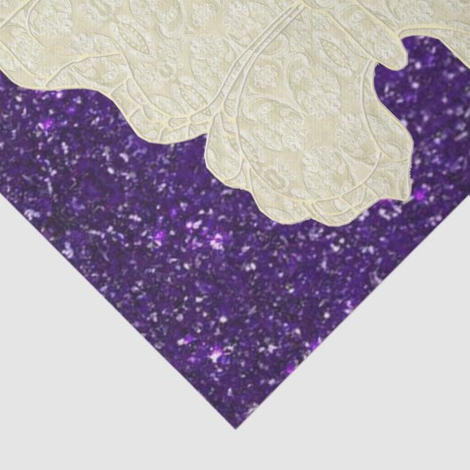 Kant vlinder op Paarse glitter tissue papier (Detail)