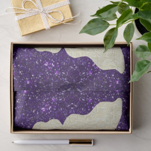 Kant vlinder op Paarse glitter tissue papier (Geschenk)