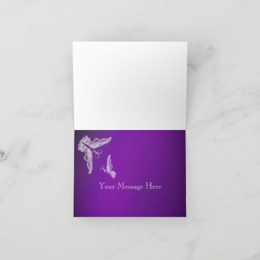  KANT & VLINDERS PAARSE OMBRÉ Dank u Bedankkaart (Binnen)