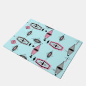 Kant voor atoomroze en grijze patroondeur deurmat (Schuin)