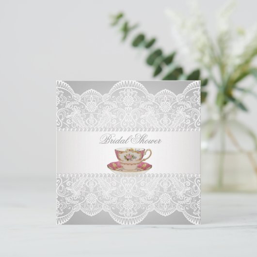  Kant Vrijgezellenfeest Tea Party Uitnodiging (Staand voorkant)