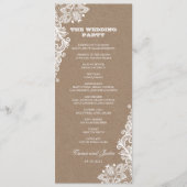  Kant Wit & Kraft Rustieke Bruiloft Programmakaart (Voorkant)