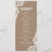  Kant Wit & Kraft Rustieke Bruiloft Programmakaart (Achterkant)