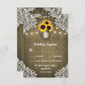 Kant Zonnebloem Mason Jar Bruiloft RSVP Kaarten (Voorkant / Achterkant)