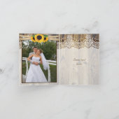 Kant, zonnebloemen en houten bruiloft Bedankt (Binnen)