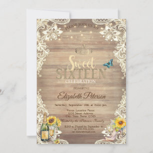 Kant Zonnebloemen Hoge hakken Hout Zoet 16 Party Kaart