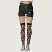 Kant zwart en goud sexy Leggings (Voorkant)