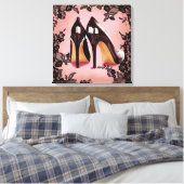 Kant zwarte stiletto canvas afdruk (Insitu (Slaapkamer))