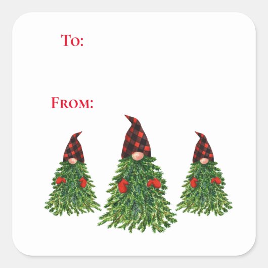 Kantaarnkerstboombuffelcontrole naar en van vierkante sticker (Voorkant)
