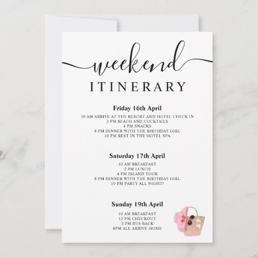 Kantaarnprogramma voor jaartassen weekend kaart (Achterkant)