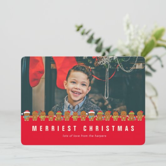 Kantaarnste kerstontbijt Rood Witte Stripe Stripe Feestdagenkaart (Staand voorkant)