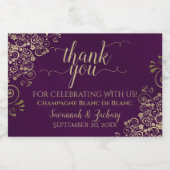 Kantachtig Goud op Pruim Paars Trouw Trouwkaart Mi Sparkling Wijnetiket (Enkel label)