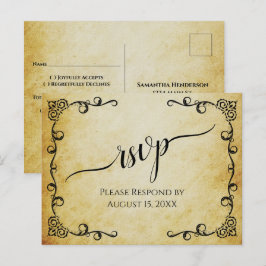 Kantachtige kalligrafie Vintage perkament trouw-RS Briefkaart