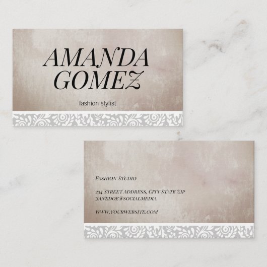 Kantafwerking Watercolor Textuur Ontwerper Visitekaartje (Voorkant / Achterkant)