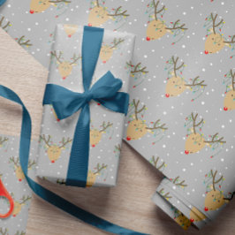 Kantangleurig rendierlijk kerstkaarslicht cadeaupapier