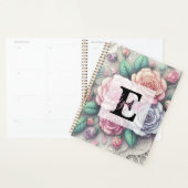 Kantbloem in roze paars blauwe rozen met monogram planner (Display)