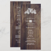 Kantbloemen | Barn Wood Trouwprogramma Programmakaart (Voorkant / Achterkant)