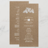 Kantbloemen | Kraftpapier Huwelijksprogramma's Programmakaart (Voorkant / Achterkant)