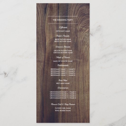 Kantbloemen | Schuur Houten Huwelijksprogramma Programmakaart (Achterkant)