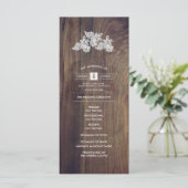 Kantbloemen | Schuur Houten Huwelijksprogramma Programmakaart (Staand voorkant)