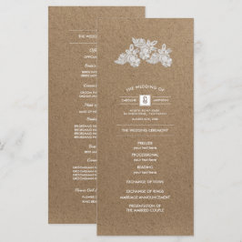 Kantbloemen | Trouwprogramma's van kraftpapier Programmakaart