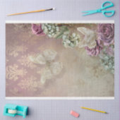 Kantdroom, Mint Mauve Vlinder & Bloemen Tissuepapier (Craft)