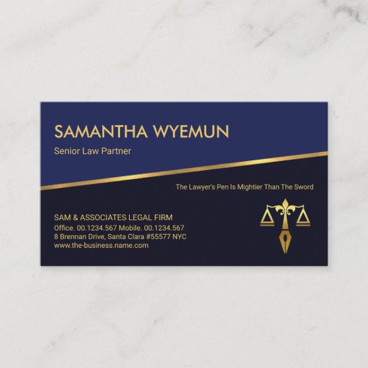 Kantel Gold Line Blue Shades Barrister Paralegal Visitekaartje (Voorkant)