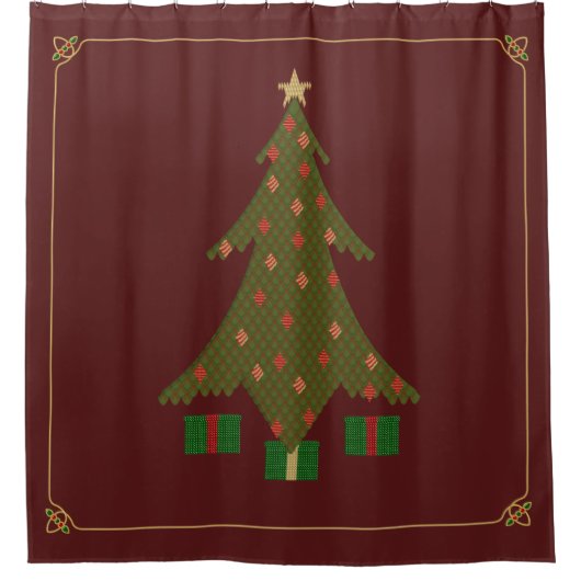 Kantel kerstgordijn douchegordijn (Voorkant)