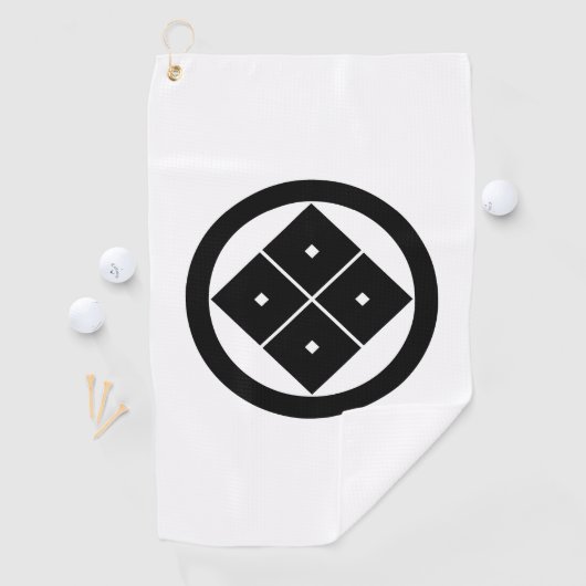 Kantel vier vierkante ogen in een cirkel golfhanddoek (Insitu)