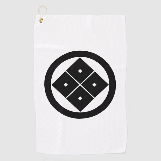 Kantel vier vierkante ogen in een cirkel golfhanddoek (Voorkant)