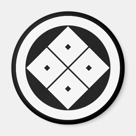 Kantel vier vierkante ogen in een cirkel magneet (Voorkant)