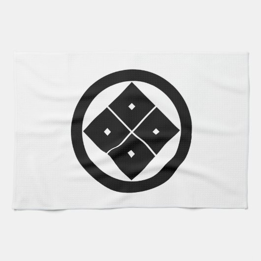 Kantel viervierkante ogen in cirkel theedoek (Horizontaal)