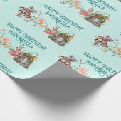 Kantelbare bostuin deur op Blauwgroen Cadeaupapier (Hoek)