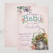 Kantelbare bostuin deur op roze kaart (Voorkant / Achterkant)