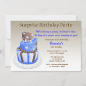Kantelbare Cake Surprise Birthday Invitation Kaart (Voorkant)