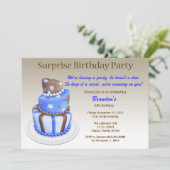 Kantelbare Cake Surprise Birthday Invitation Kaart (Staand voorkant)