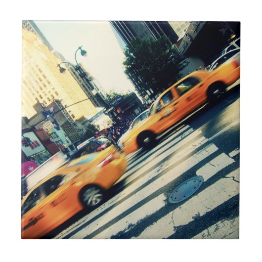 Kantelde taxis NYC Tegeltje (Voorkant)