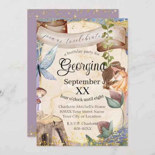 Kantelend bos van Fairy Tale Kaart (Voorkant / Achterkant)