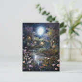 Kantelend landschap van de Fantasy Moonlit Garden Briefkaart (Staand voorkant)