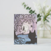 Kantelende kat met de maanpostkaart briefkaart (Staand voorkant)