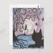 Kantelende kat met de maanpostkaart briefkaart (Voorkant / Achterkant)